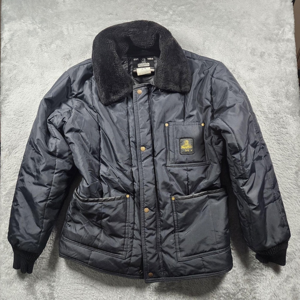 RefrigiWear Jacket Mens Medium Black Quilted Puffer Insulated Workwear 0322R